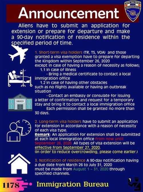 THAILANDE – IMMIGRATION: Tout ce qu’il faut savoir sur la prolongation des visas jusqu’au 26 septembre
