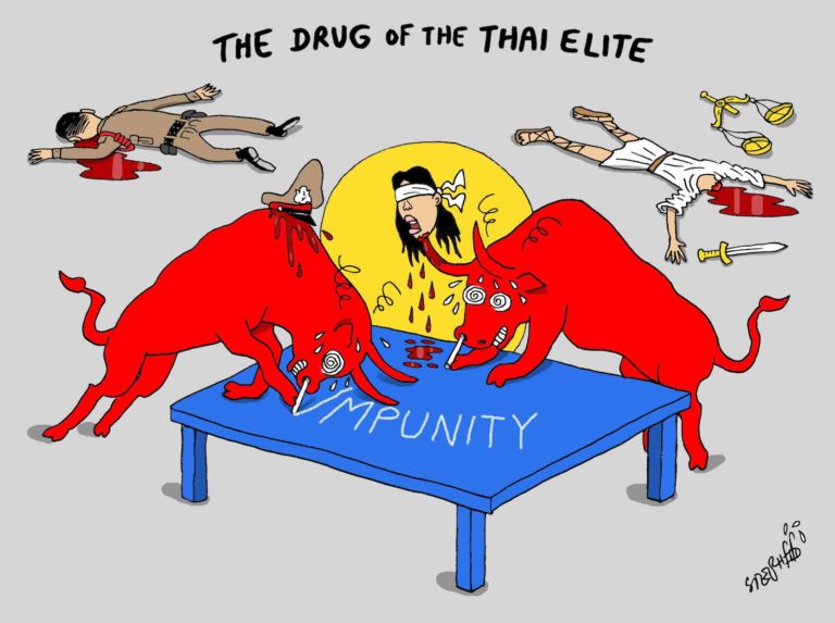 THAÏLANDE – DESSIN DE PRESSE: L’élite Thaïlandaise droguée au «Red Bull»