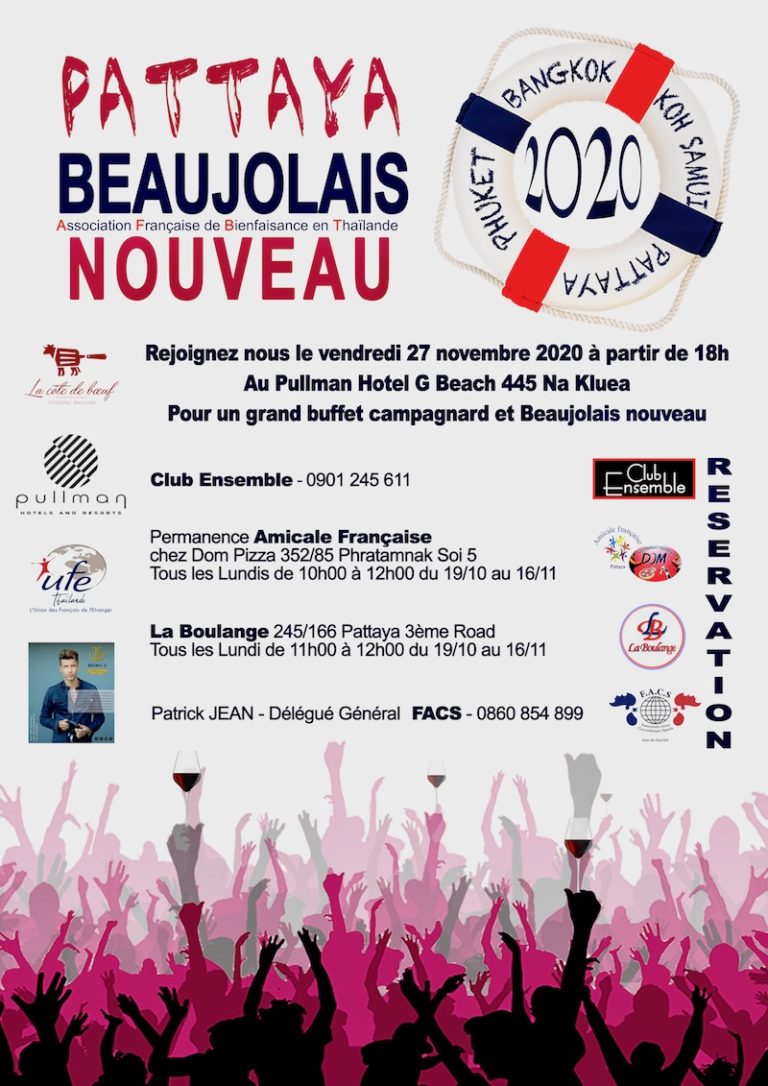 THAÏLANDE – COMMUNAUTÉ: Le 27 novembre, Pattaya fêtera le Beaujolais Nouveau