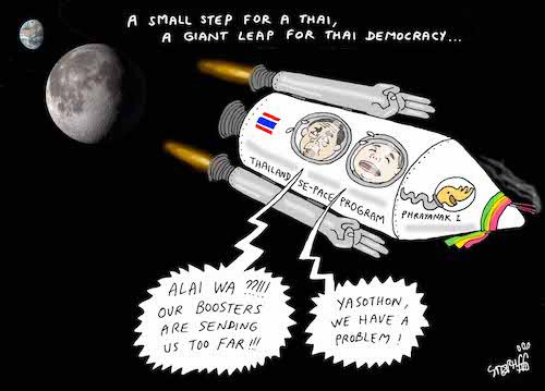 THAÏLANDE – DESSIN DE LA SEMAINE: De la terre à la lune, en version Stephff