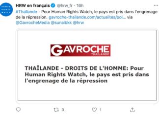 THAÏLANDE – DROITS DE L’HOMME: Human Rights Watch salue le Travail de Gavroche