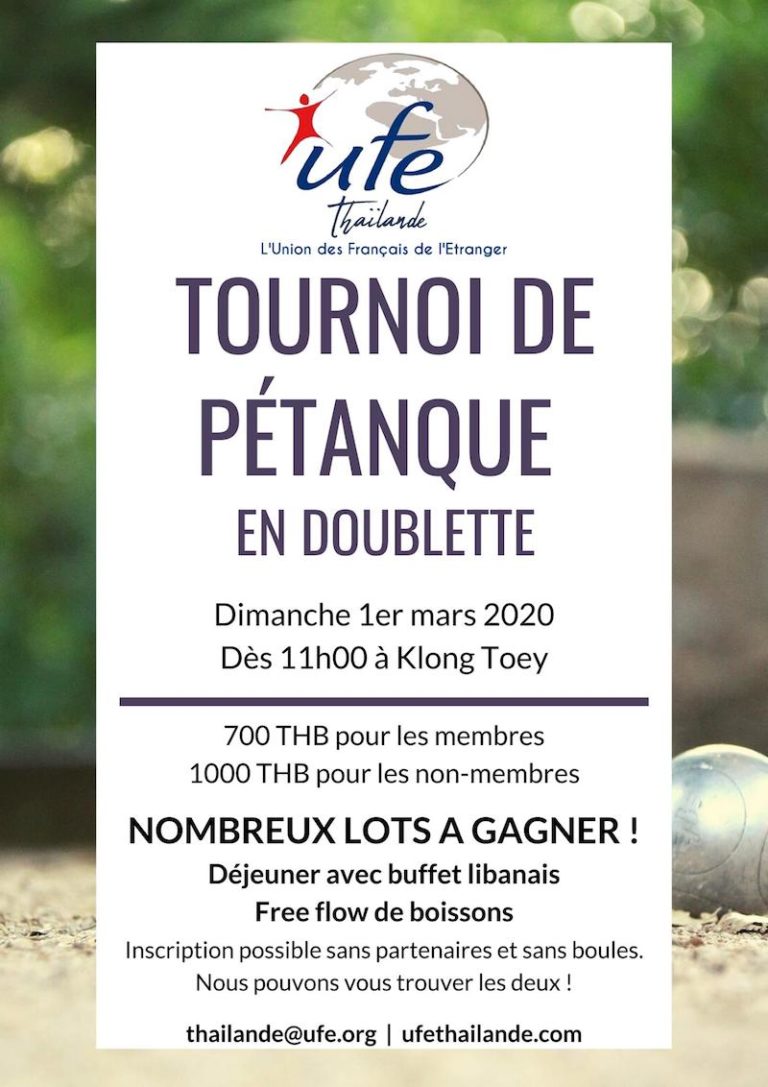 BANGKOK – COMMUNAUTÉ : Tournoi de pétanque de l’UFE au port de Klong Toey le dimanche 1er mars