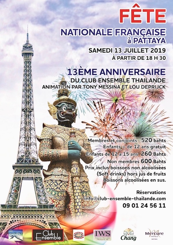 FRANCE-THAILANDE: Feux d’artifice à Pattaya le 13 juillet avec le club Ensemble