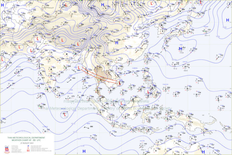 ASIE DU SUD-EST – MÉTÉO : Forte pluie et dépression tropicale sur le golfe de Thaïlande