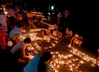 Birmanie monastère lampes
