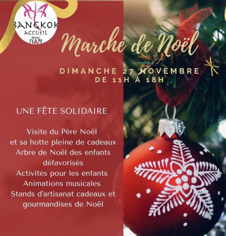 BANGKOK – INITIATIVE : Rendez vous le 27 novembre pour le marché de Noël de Bangkok Accueil