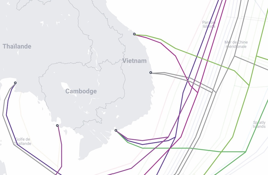 carte des câbles sous-marin Vientam