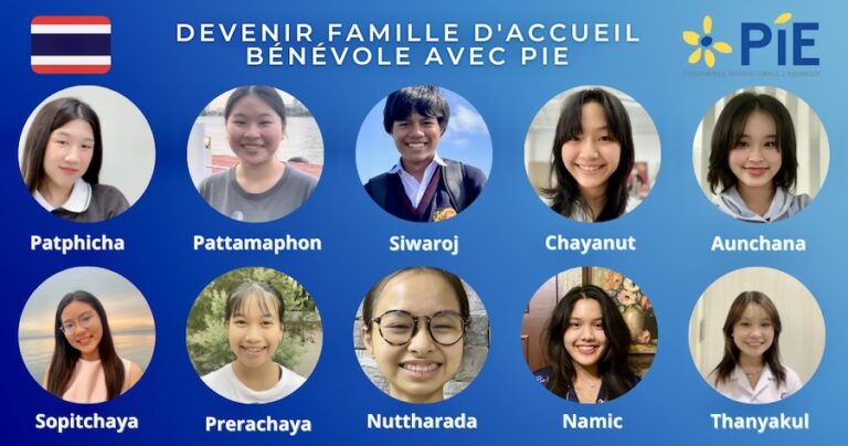THAÏLANDE – FRANCE : L’association PIE recherche des familles d’accueils bénévoles en France pour 12 lycéens thaïlandais