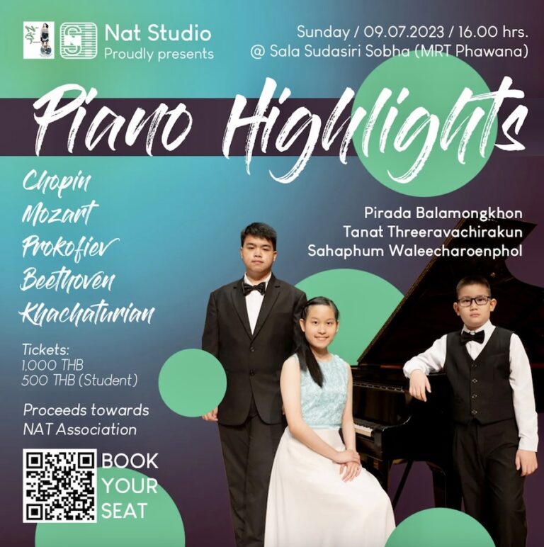 BANGKOK – CULTURE : Concert de piano au Sala Sudasiri Sobha, un moment d’émotions le 9 juillet