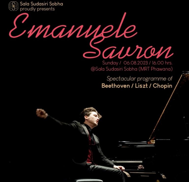 BANGKOK – CULTURE : Concert d’Emanuele Savron au Sala Sudasiri Sobha le 6 août