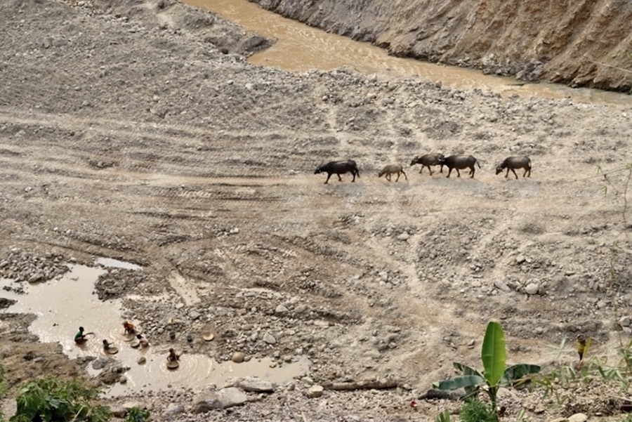 Vallée de la Seng en période sèche - orpailleurs
