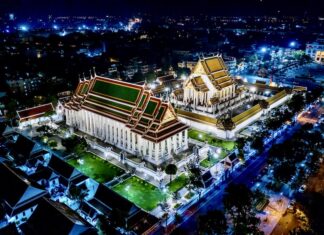 THAÏLANDE – TOURISME : La Gazette royale déclare le Wat Suthat Thepwararam site archéologique Wat Suthat Thepwararam vue aérienne