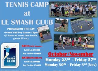 BANGKOK – TENNIS : Montez au filet au Smash Club en octobre camp tennis octobre 2023