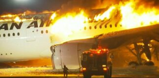 avion en feu Japon