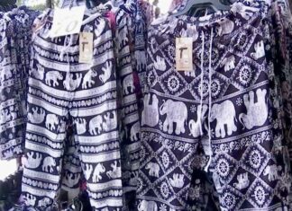 THAÏLANDE – TOURISME : Les pantalons d’éléphant fabriqués en Chine sont à proscrire Pantalons avec motif élephants