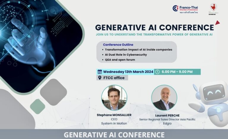 BANGKOK – CONFÉRENCE : Pour mieux comprendre l’IA générative, un rendez-vous le 13 mars à la FTCC