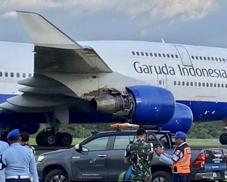 INDONÉSIE – ACCIDENT : Atterrissage d’urgence d’un Boeing 747 de Garuda Indonesia après un incendie moteur