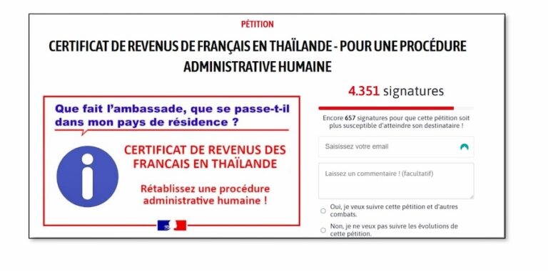 THAÏLANDE – FRANCE : Certificats de revenus, solutions de l’AFI et de la FACS