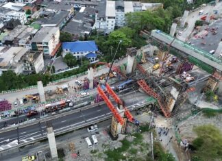 Bangkok accident effondrement route en construction