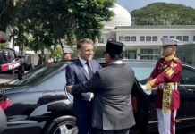 Emmanule Macron et Prabowo Subianto à Jakarta