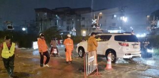 route inondée à Pattaya