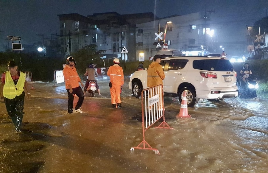route inondée à Pattaya