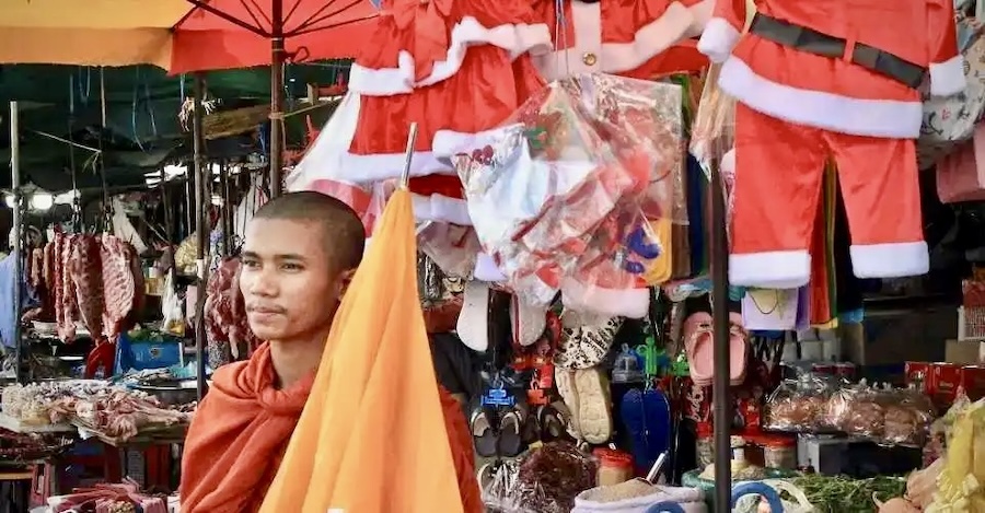 Moine bouddhiste cambodgien - Noël