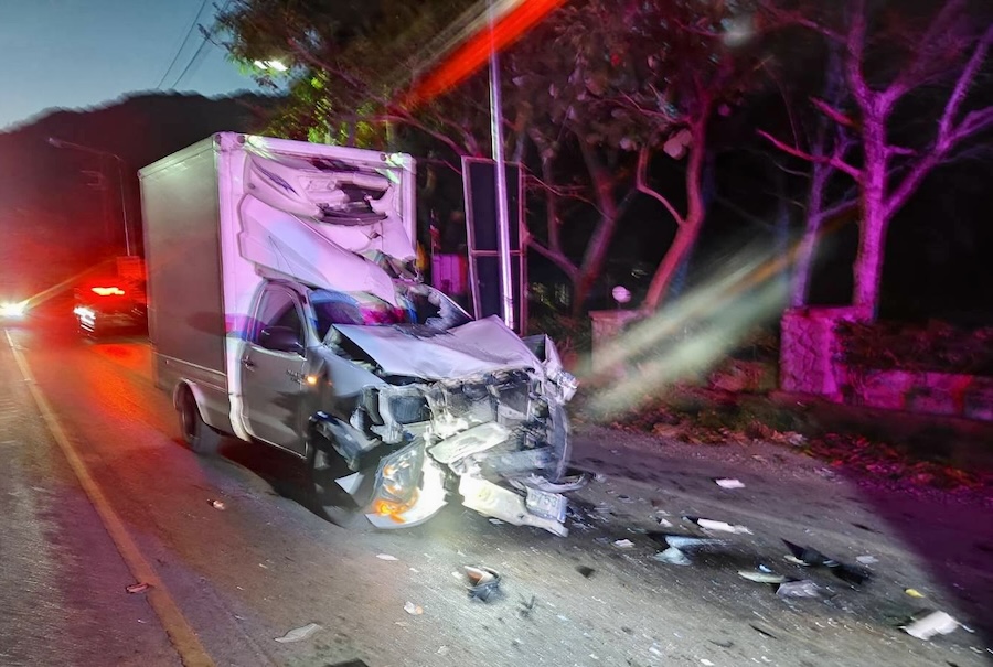 Pick-up accidenté par un éléphant
