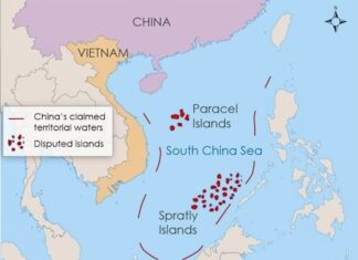 U-shaped line carte mer de Chine