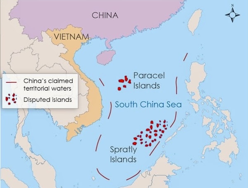 U-shaped line carte mer de Chine