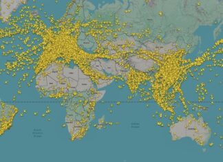 Carte des vols après bombardement en Iran
