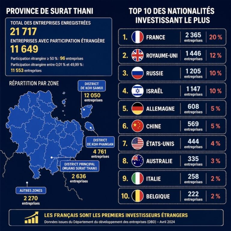 THAÏLANDE – SOCIÉTÉ : Koh Samui et Koh Phangan sous surveillance, 68 % des entreprises liées à des capitaux étrangers