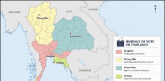 THAÏLANDE – FRANCE : Où voter pour les élections des conseillers des Français de l’étranger ? zonage élection Thaïlande