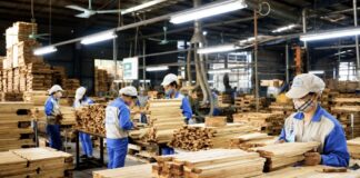 VIETNAM – ÉCONOMIE : Le bois vietnamien face au défi des nouvelles normes internationales Usine à bois Vietnam