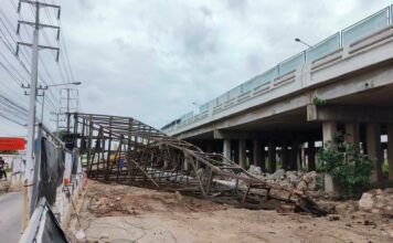 BANGKOK – ACCIDENT : Un ouvrier tué lors de l’effondrement d’une grue de battage sur la route Rama II