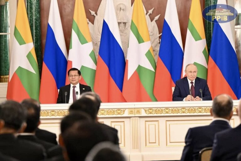 BIRMANIE – DIPLOMATIE : Poutine reçoit Min Aung Hlaing à Moscou pour renforcer leur coopération