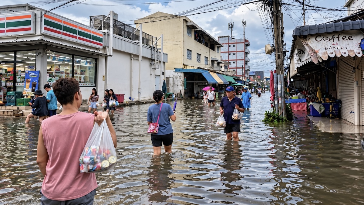 Bangkok inondation commerce