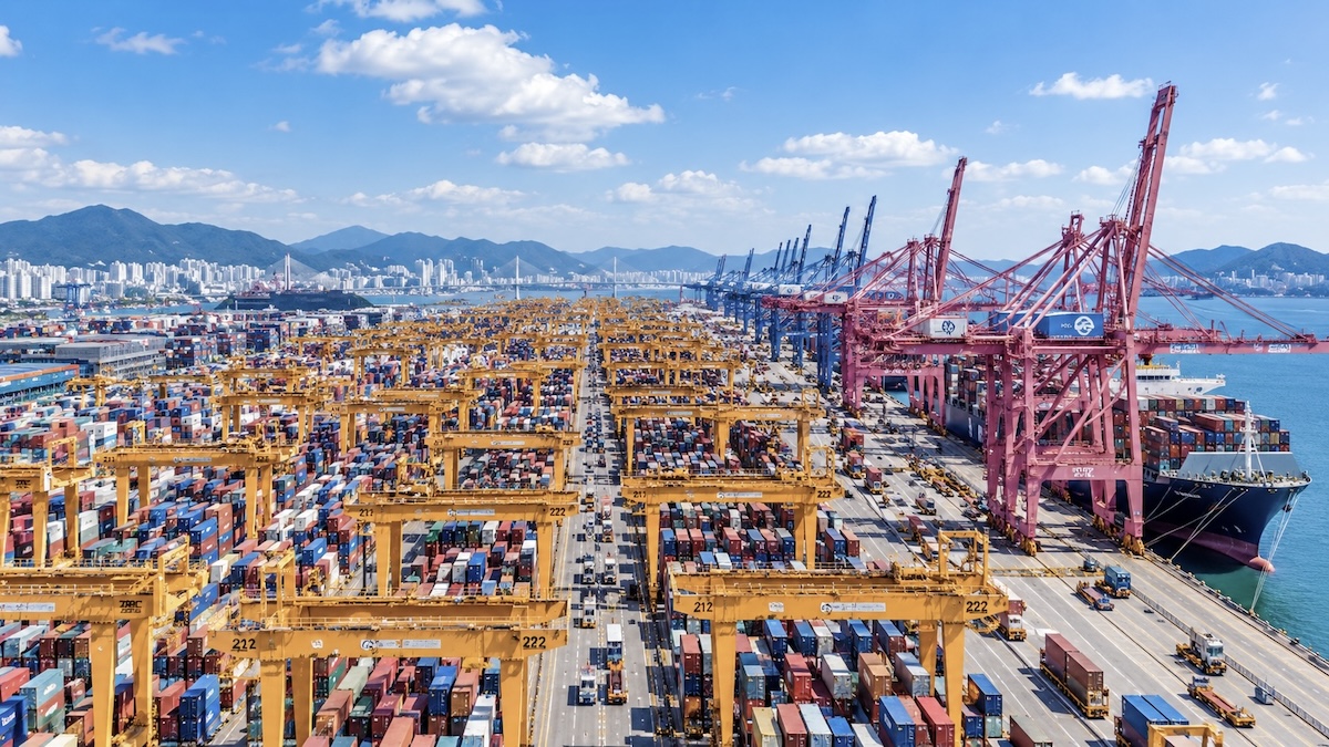 Port de Busan en Corée