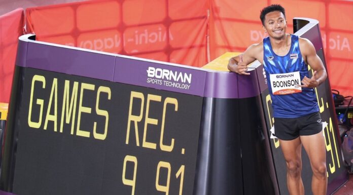 THAÏLANDE – SPORT : Puripol Boonson passe sous les 10 secondes et bat le record des Jeux asiatiques Puripol Boonson jeux asiatiques 2026