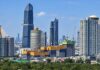 Vue de Bangkok avec constructions