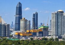 Vue de Bangkok avec constructions