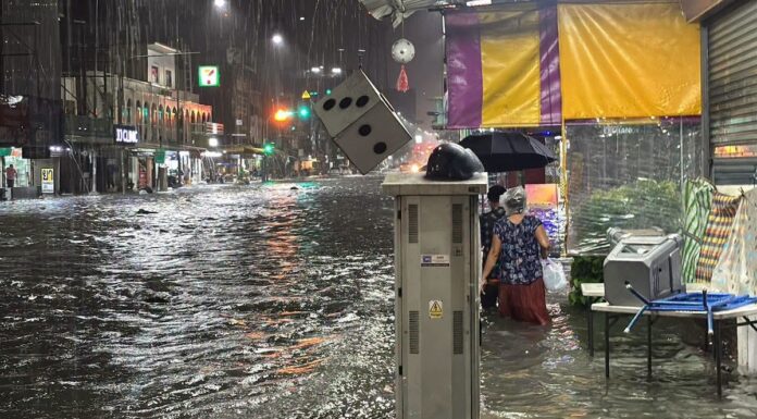PATTAYA – INTEMPÉRIES : Plus de 100 mm de pluie, la ville de nouveau sous les eaux inondations à Pattaya le 24 septembre 2026
