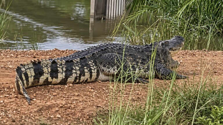 THAÏLANDE – SOCIÉTÉ : Un gros crocodile abattu dans Chachoengsao inondée