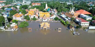 THAÏLANDE – MÉTÉO : Les inondations reculent, mais de nouvelles pluies menacent le royaume Inondation Temple bouddhiste